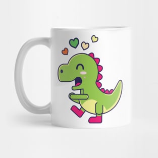 Kawaii Cute Dinosaur Cartoon valentine day Mug